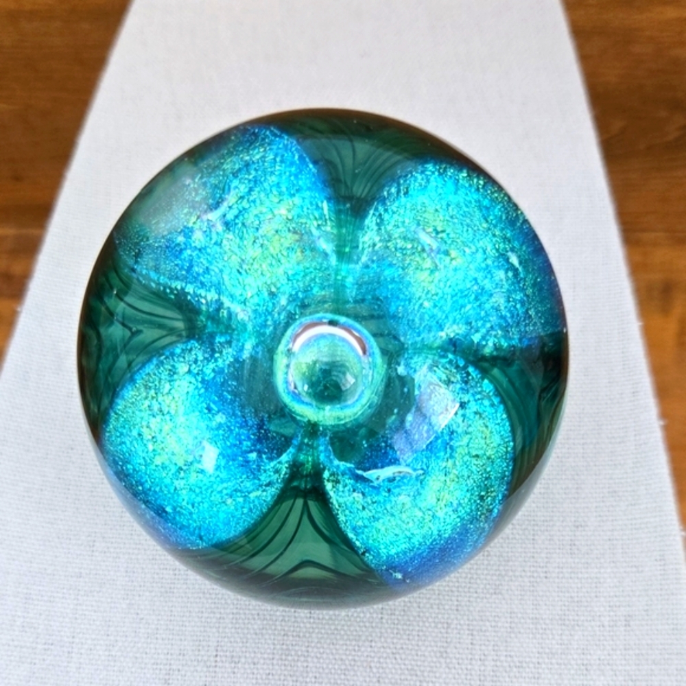 Glass Eye Studio 1996 Dichroic Glass Paperweight